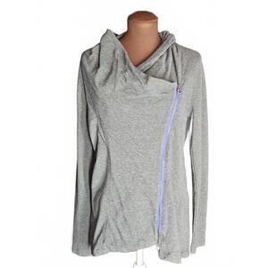 Calvin Klein Performance Asymmetrical Zip Cowl Neck Jacket Gray Size XL D/61